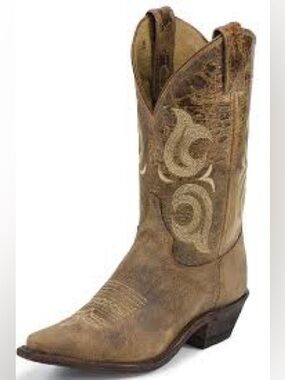 Justin BRL103 Ladies Bent Rail
Western Boot with Puma Tan Foot and a Pointed Sni